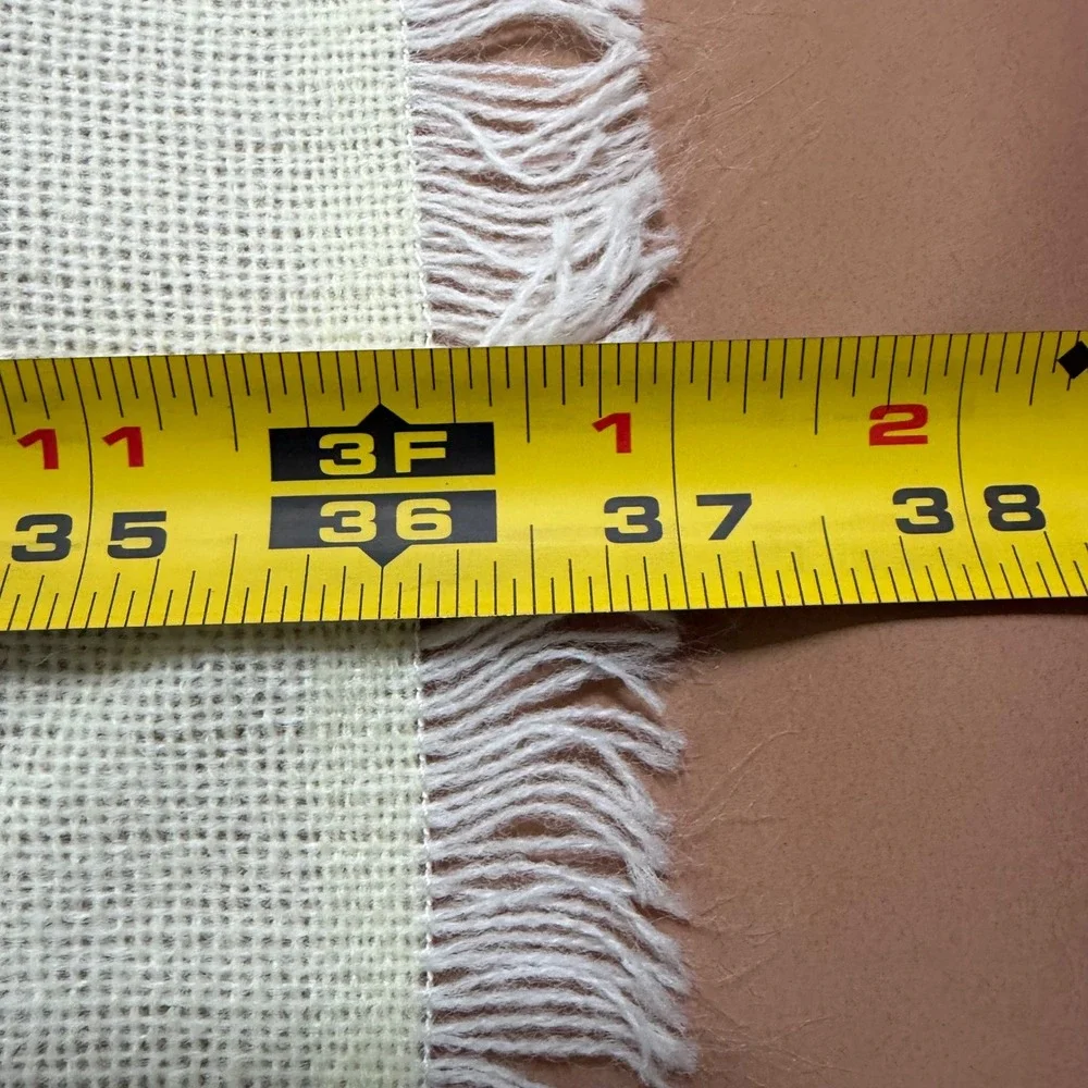 Churchill‎ Hand Woven Vintage Yellow Baby Blanket Orlon Acrylic Fringed 36x36